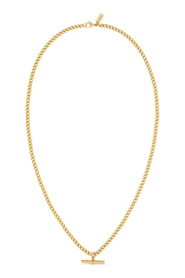 Orelia & Joe Gold Tone Curb Chain T-Bar Drop Necklace