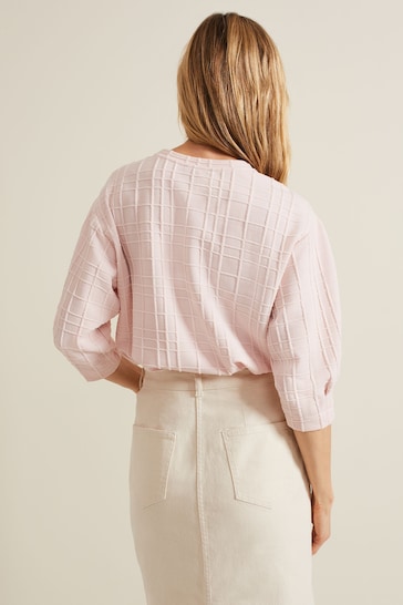 Phase Eight Pink Tracy Check Textured Top