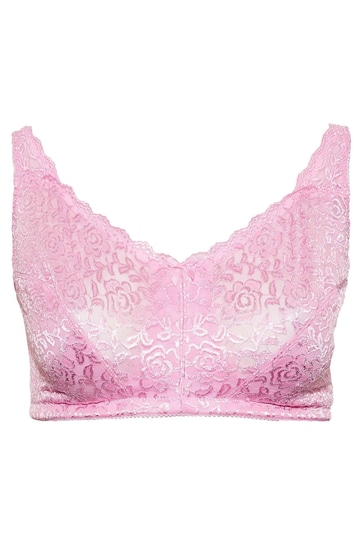 Yours Curve Pink Hi Shine Lace Non Wired Bra