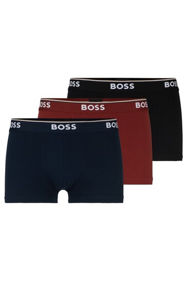BOSS Red Three-Pack Of Stretch-Cotton Trunks With Logo Waistbands