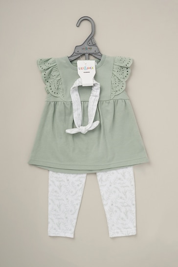 Lily & Jack Green Print Top Leggings And Headband Outfit Set 3 Piece
