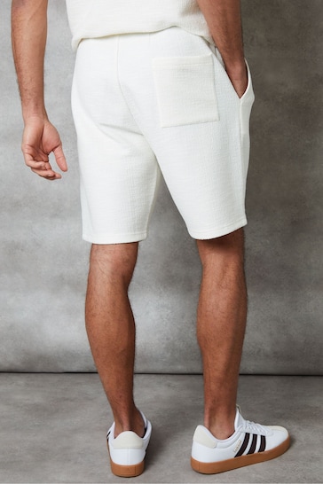 Threadbare White Textured Elasticated Waist Shorts