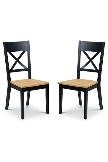 Julian Bowen Black Oak Hockley Dining Chairs Set Of 2