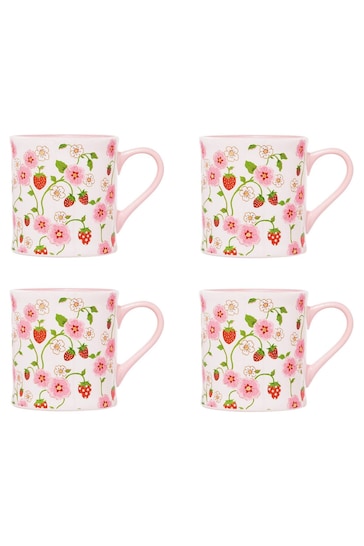 Cath Kidston Set of 4 Cream Strawberry Mollie Mugs