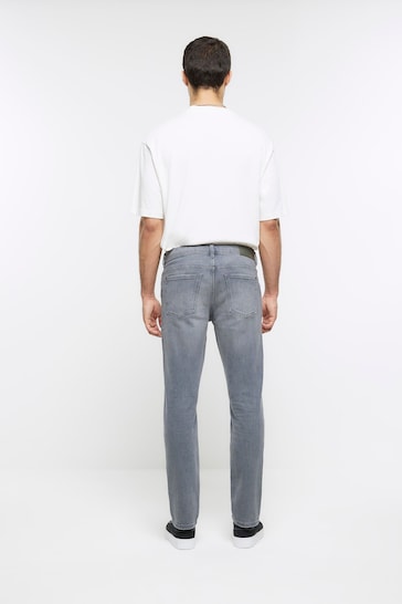 River Island Grey Slim Fit Faded Jeans