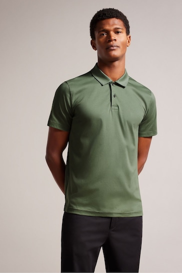 Ted Baker Khaki Green Slim Zeiter Soft Touch Polo Shirt