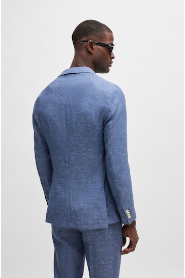 BOSS Blue Micro Patterned Linen Blend Jacket