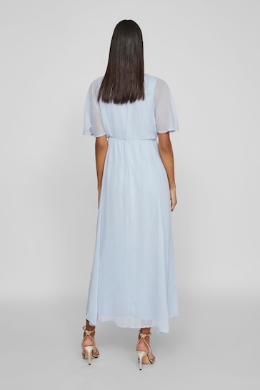 VILA Blue Angel Sleeve Midi Occasion Dress