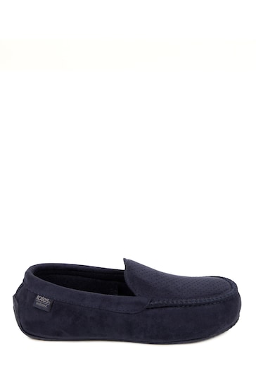 Totes Navy Isotoner Airtex Suedette Moccasins Slippers