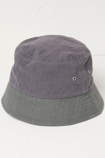 FatFace Grey Colour Block Bucket Hat