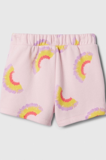Gap Pink Rainbow Logo Graphic Pull On Baby Shorts (Newborn-5yrs)