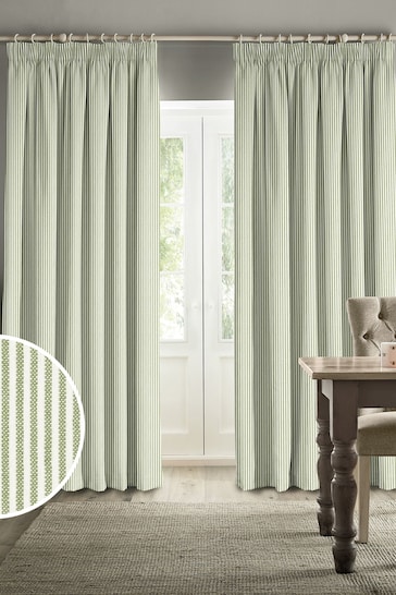 Sophie Allport Sage Green Stamford Stripe Made to Measure Curtains