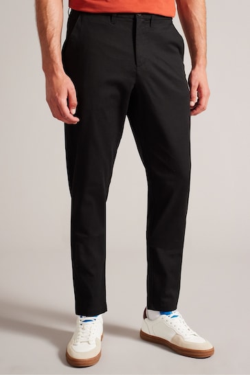 Ted Baker Black Regular Fit Haybrn Textured Chino Trousers