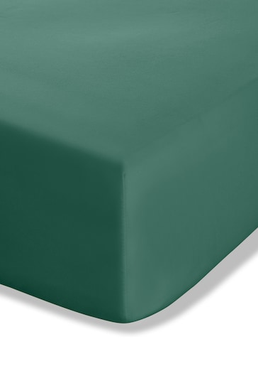 Catherine Lansfield Dark Green Percale 180 Thread Count Extra Deep Fitted Sheet