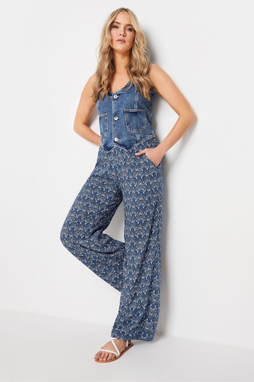 Long Tall Sally Blue Paisley Wide Leg Trousers