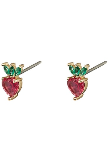 Oliver Bonas Red  Sierra Strawberry Stud Earrings