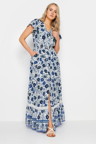 Long Tall Sally Blue Floral Print Front Split Maxi Dress