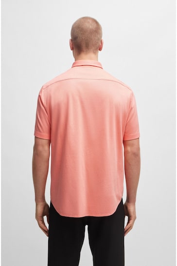 BOSS Pink Regular-Fit Shirt in Cotton Piqué Jersey