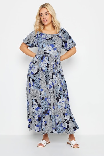 Yours Curve Blue Tiered Maxi Dress