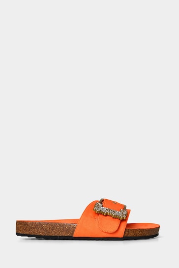 Joe Browns Orange Crystal Buckle Slider Sandals