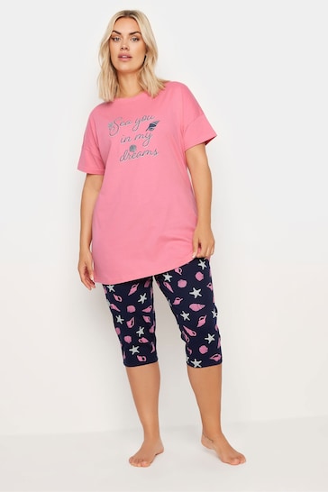 Yours Curve Pink 'Sea You In My Dreams' Pyjama Set