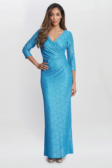 Gina Bacconi Blue Fearne Lace Wrap Maxi Dress