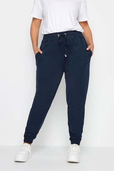 Yours Curve Blue Elasticated Stretch Joggers