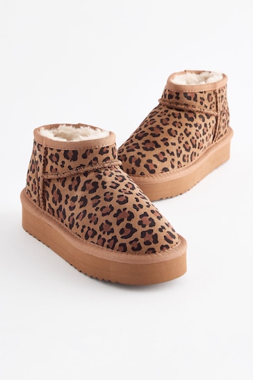 Animal Print Suede Pull On Boots