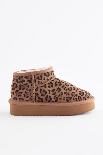 Animal Print Suede Pull On Boots