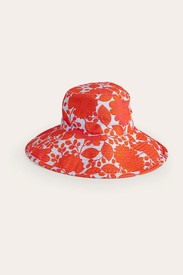 Boden Orange Printed Canvas Bucket Hat