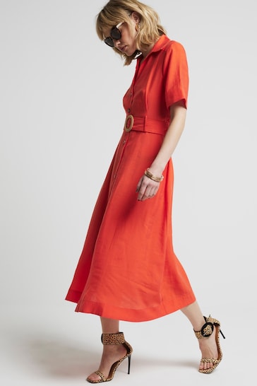 River Island Red Belted Shirt Dress
