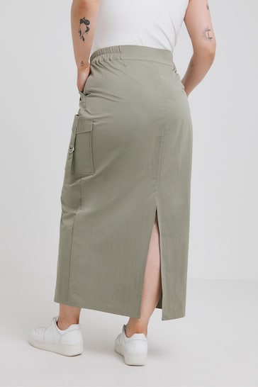 Simply Be Green Plush Cargo Tech Skirt