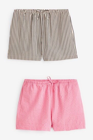 Pink/Black Stripe Tie Waisted Shorts