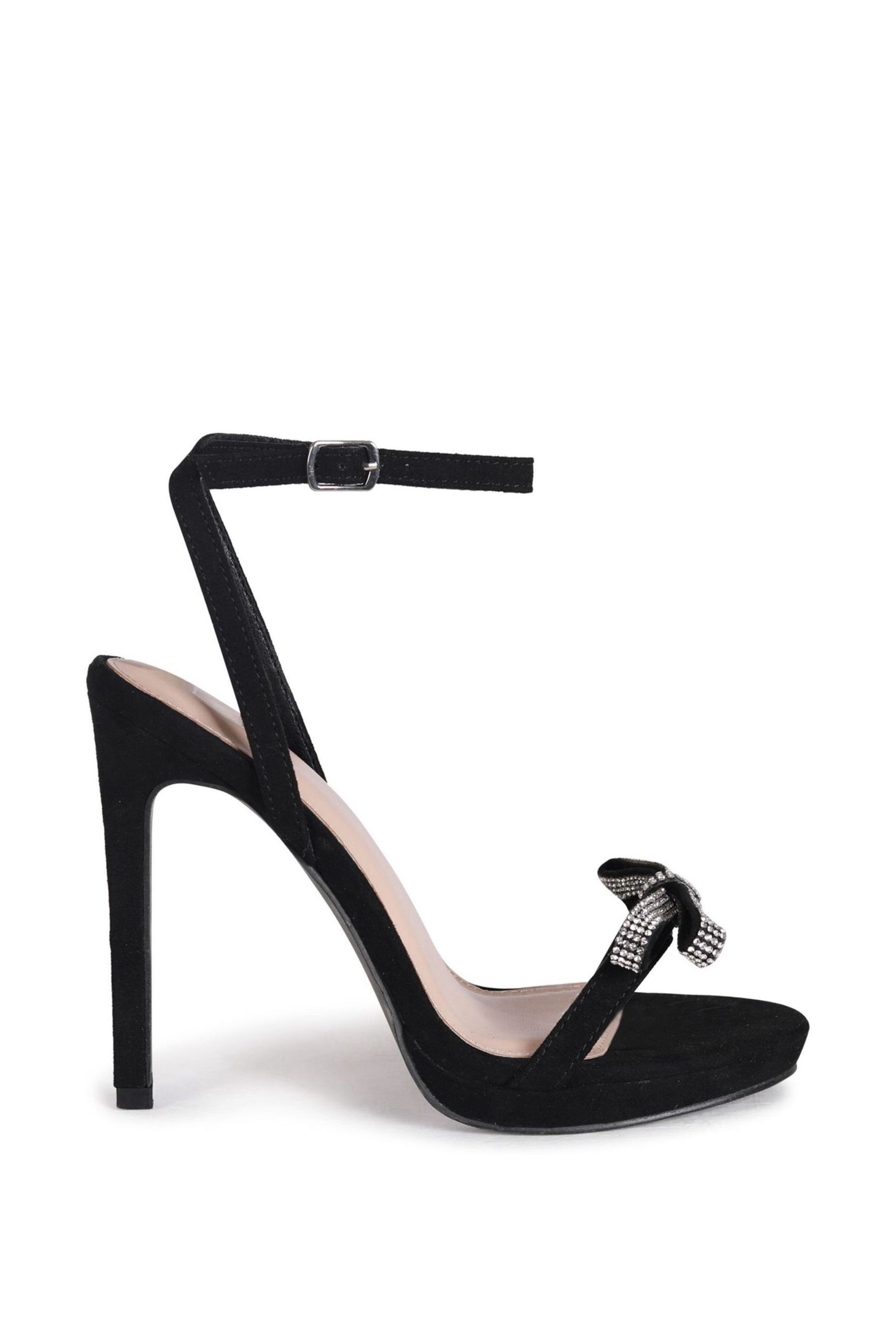 Linzi Black Glorious Barely There Heels With Diamante Front Detail