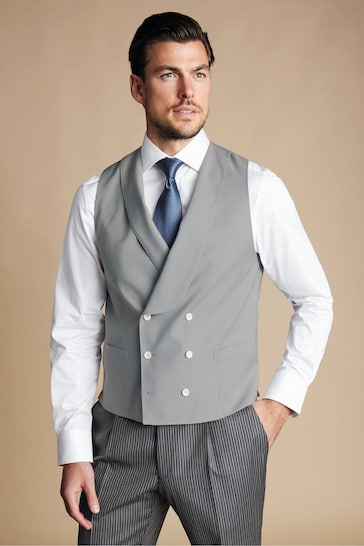 Charles Tyrwhitt Grey Adjustable Fit Morning V2 Suit: Waistcoat