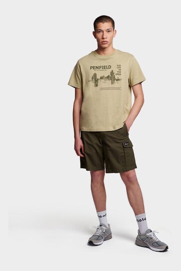 Penfield Mens Relaxed Fit Green Reverence Print T-Shirt