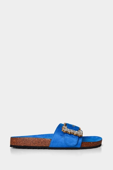 Joe Browns Blue Crystal Buckle Slider Sandals