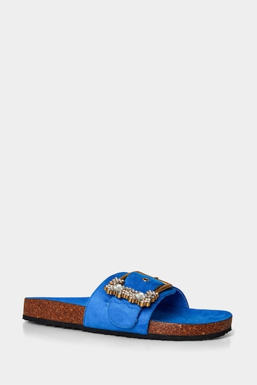 Joe Browns Blue Crystal Buckle Slider Sandals