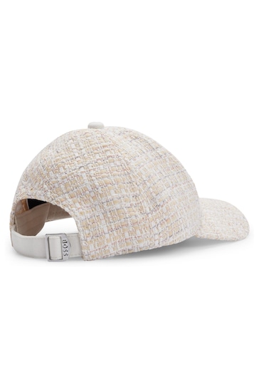 BOSS White Italian Tweed Cap With Embroidered Logo