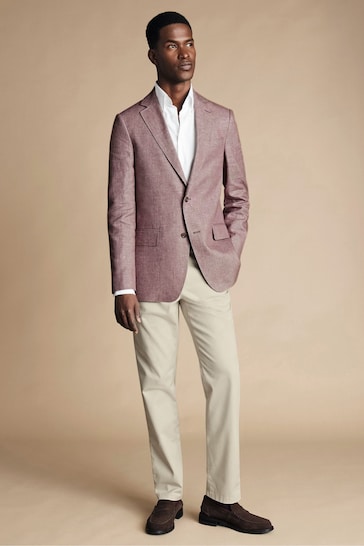 Charles Tyrwhitt Pink Slim Fit Updated Linen Cotton Jacket
