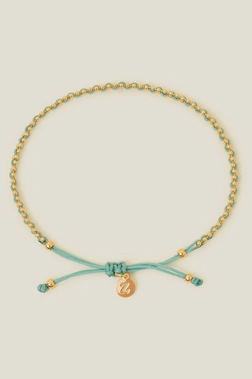 Accessorize Green 14ct Gold Plated Friendship Bracelet