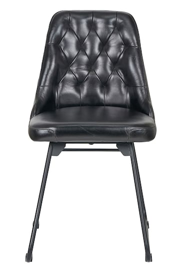 Pacific Steel Grey Leather Diamond Back Dining Chair