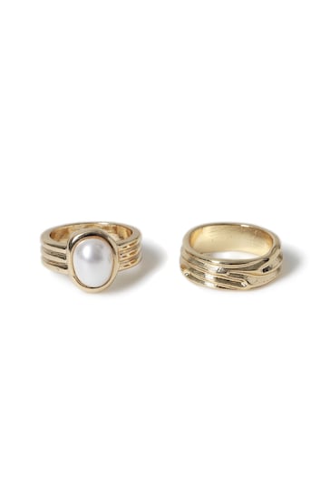 Aela Gold Tone Pearl Ring