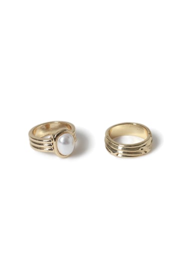 Aela Gold Tone Pearl Ring