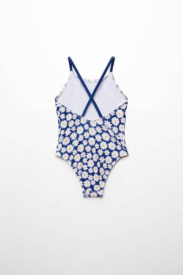 Mango Blue Textured Printed Swimsuit