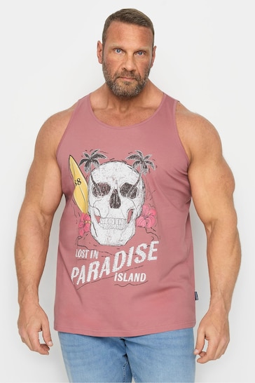 BadRhino Big & Tall Pink Lost In Paradise Print Vest
