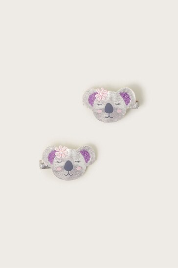 Monsoon Grey Cute Koala Hair Clips 2 Pack