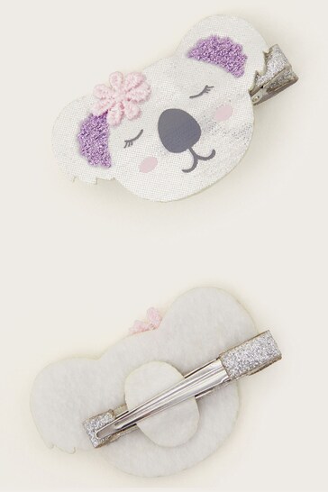 Monsoon Grey Cute Koala Hair Clips 2 Pack