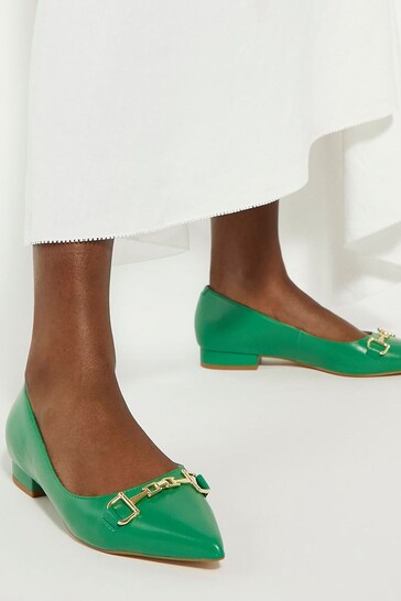 Dune London Green Haydenne DD Snaffle Ballet Pumps