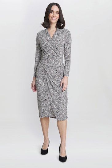 Gina Bacconi Grey Janet Jersey Wrap Dress